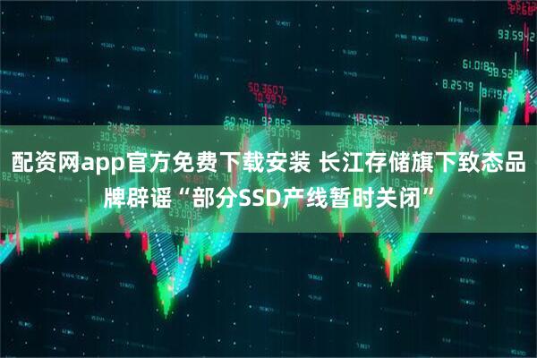 配资网app官方免费下载安装 长江存储旗下致态品牌辟谣“部分SSD产线暂时关闭”