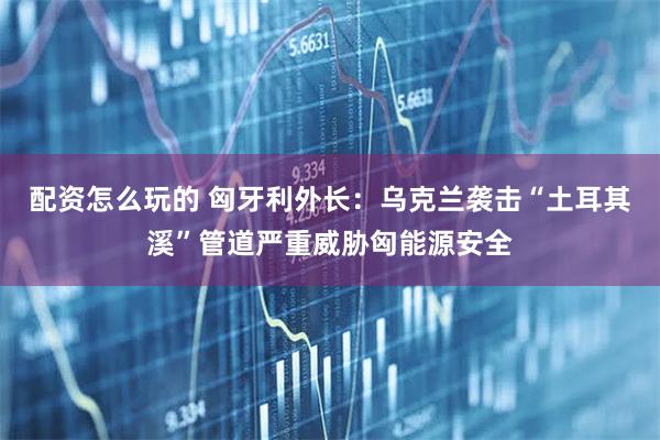 配资怎么玩的 匈牙利外长：乌克兰袭击“土耳其溪”管道严重威胁匈能源安全